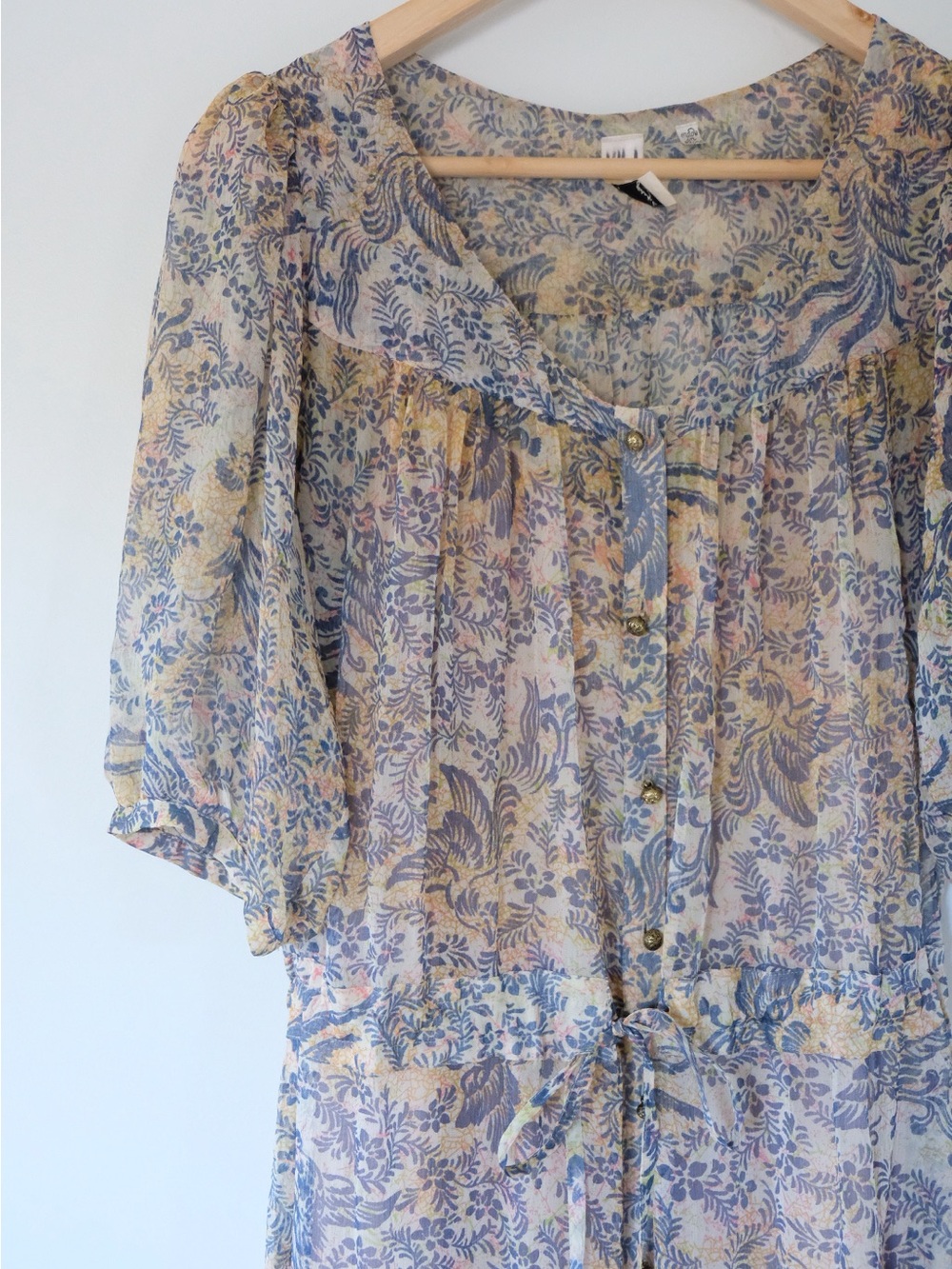 Anthropologie Konrad & Joseph Sheer Floral Maxi 100% Silk Boho Dress With Slip